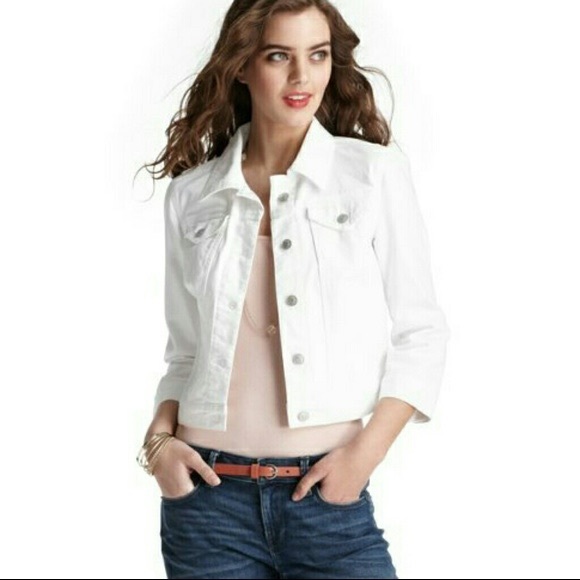 LOFT Jackets & Blazers - Ann Taylor Loft Cropped White Denim Jacket Size 8